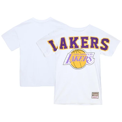 Women's Mitchell & Ness White Los Angeles Lakers Hardwood Classics Logo T-Shirt