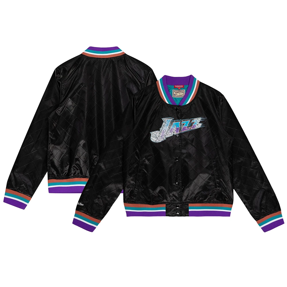 Women's Mitchell & Ness Black Utah Jazz Hardwood Classics 75th Anniversary Full-Snap Jacket
