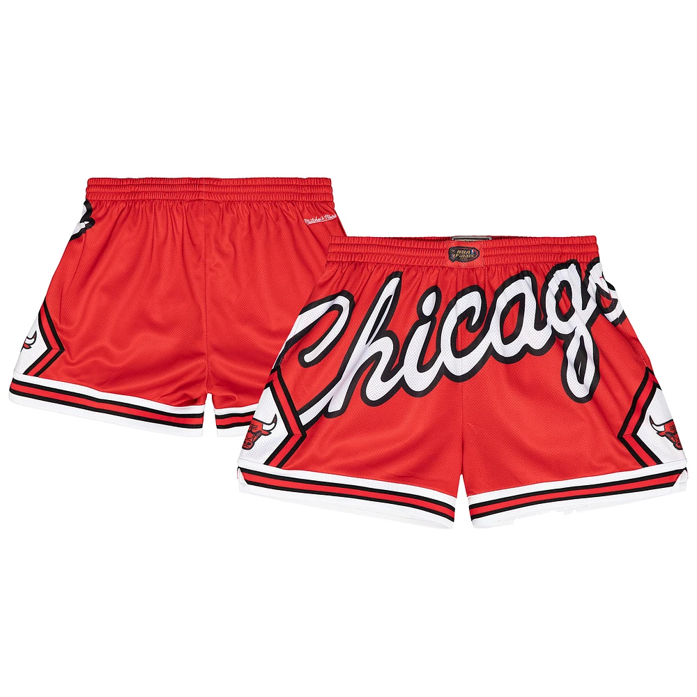 Women's Mitchell & Ness Red Chicago Bulls Swingman Big Face 3.0 Basketball Shorts