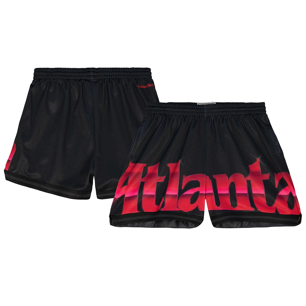 Women's Mitchell & Ness Black Atlanta Hawks Big Face 4.0 Basketball Shorts