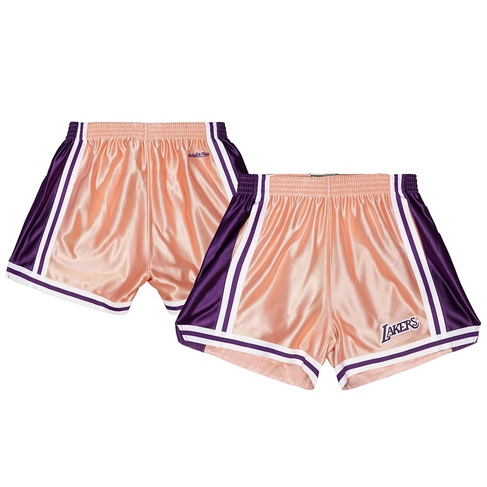 Women's Mitchell & Ness Pink Los Angeles Lakers 75th Anniversary Rose Gold Basketball Shorts
