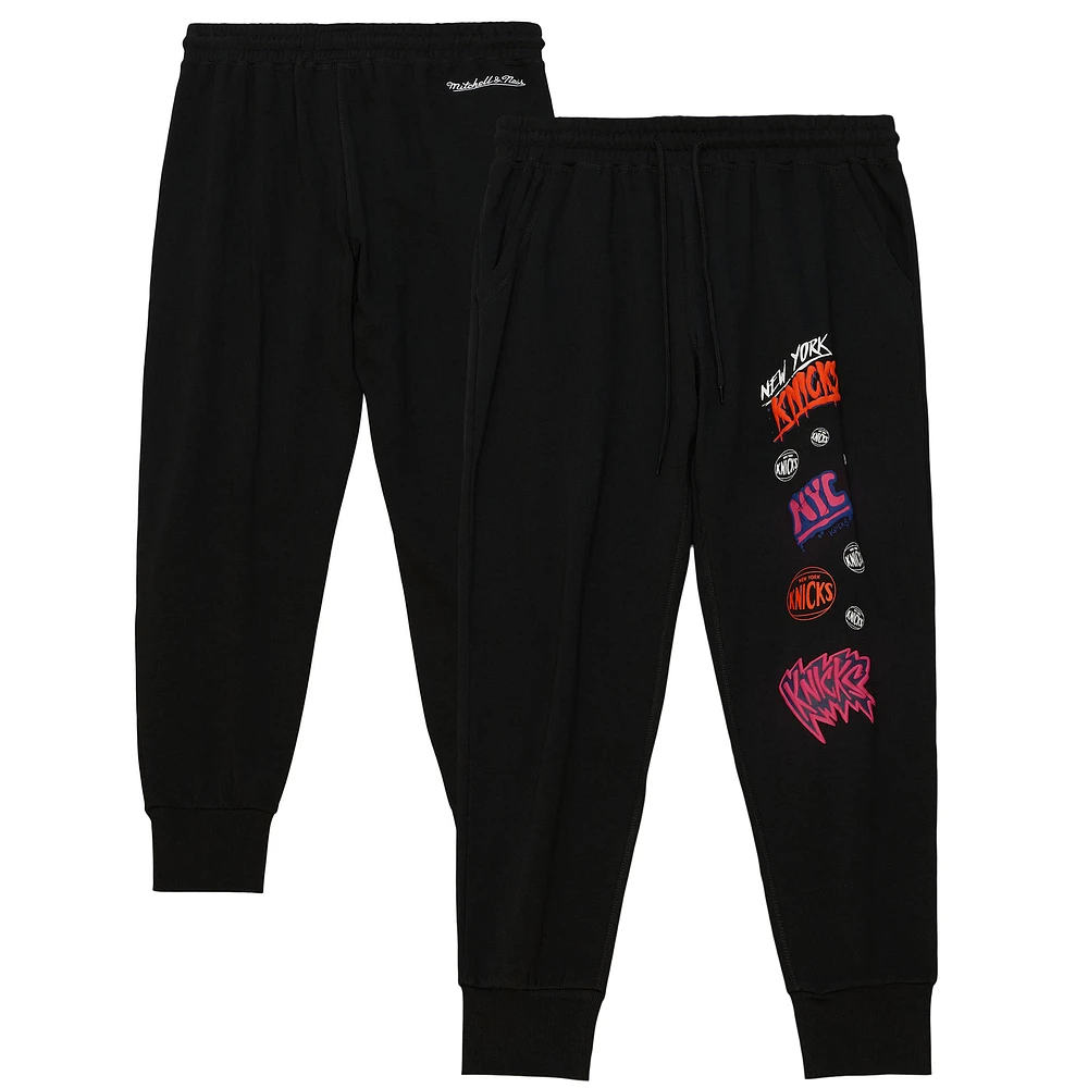 Women's Mitchell & Ness Black New York Knicks Slap Sticker Jogger Pants