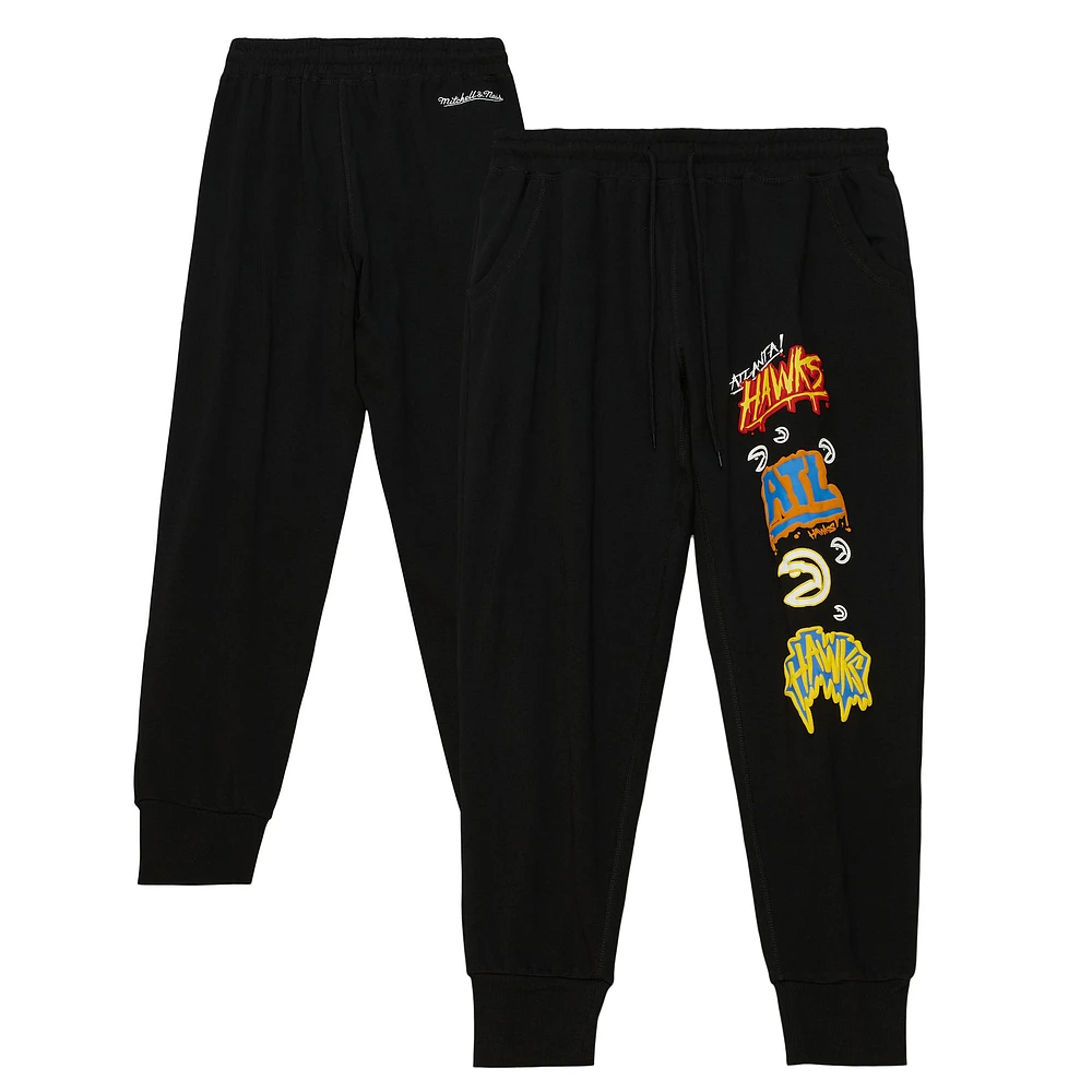 Women's Mitchell & Ness Black Atlanta Hawks Slap Sticker Jogger Pants