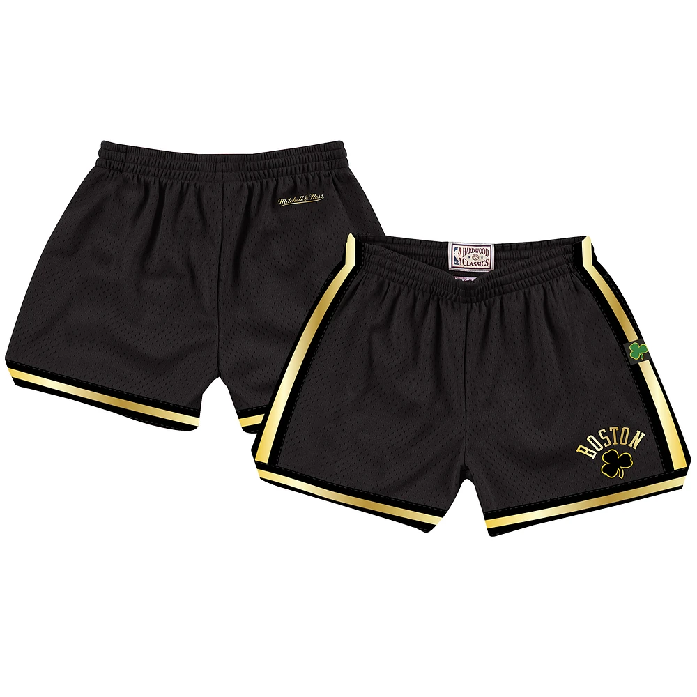 Women's Mitchell & Ness Black Boston Celtics Hardwood Classics Golden Jump Shot Shorts