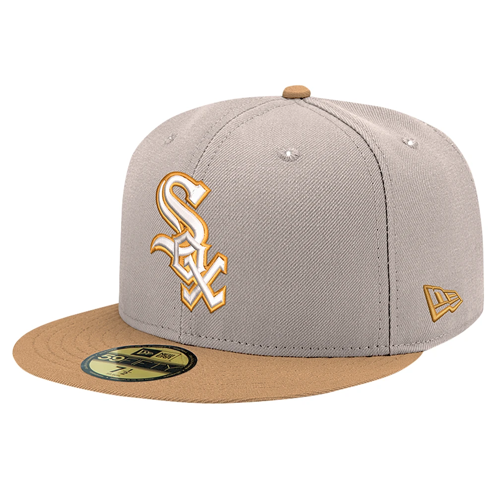 Men's New Era Khaki Chicago White Sox Stone Panama 59FIFTY Fitted Hat