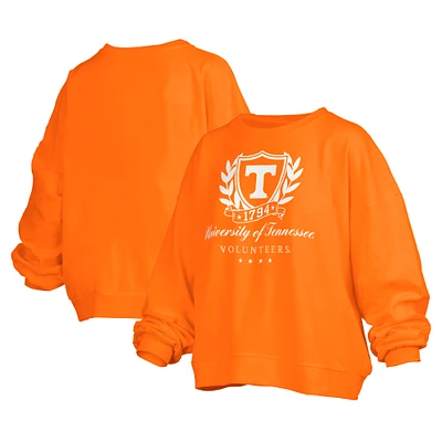 Women's Pressbox Tennessee Orange Volunteers Big Aug Script Janice Oversized Pullover Sweatshirt