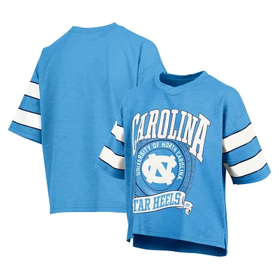 Women's Pressbox Carolina Blue North Carolina Tar Heels Emily Sleeve Stripe Slub T-Shirt