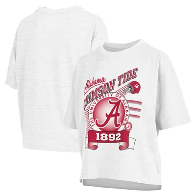 Women's Pressbox White Alabama Crimson Tide Rock & Roll Slub T-Shirt
