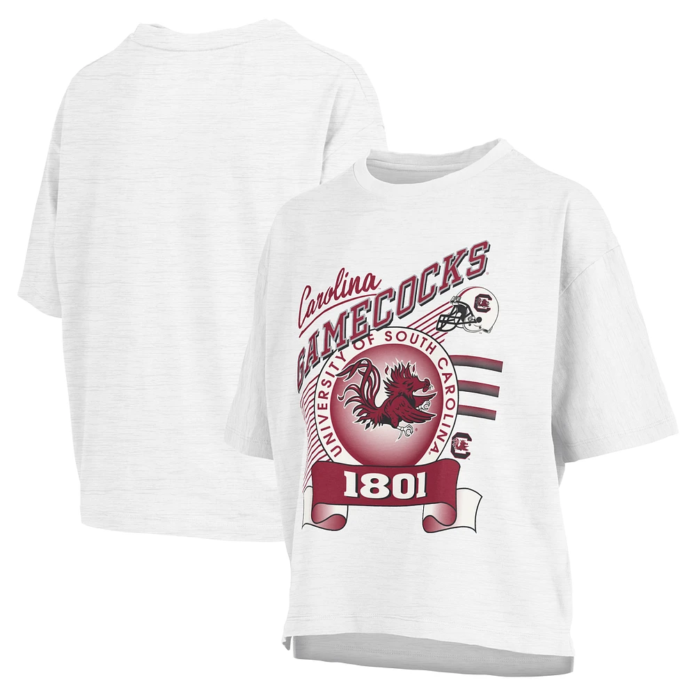 Women's Pressbox White South Carolina Gamecocks Rock & Roll Slub T-Shirt