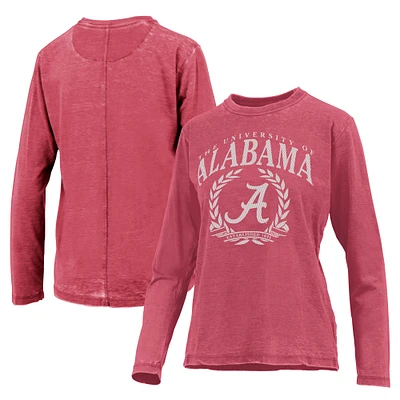 Women's Pressbox Crimson Alabama Tide Chandler Olive Leaf Arch Long Sleeve T-Shirt