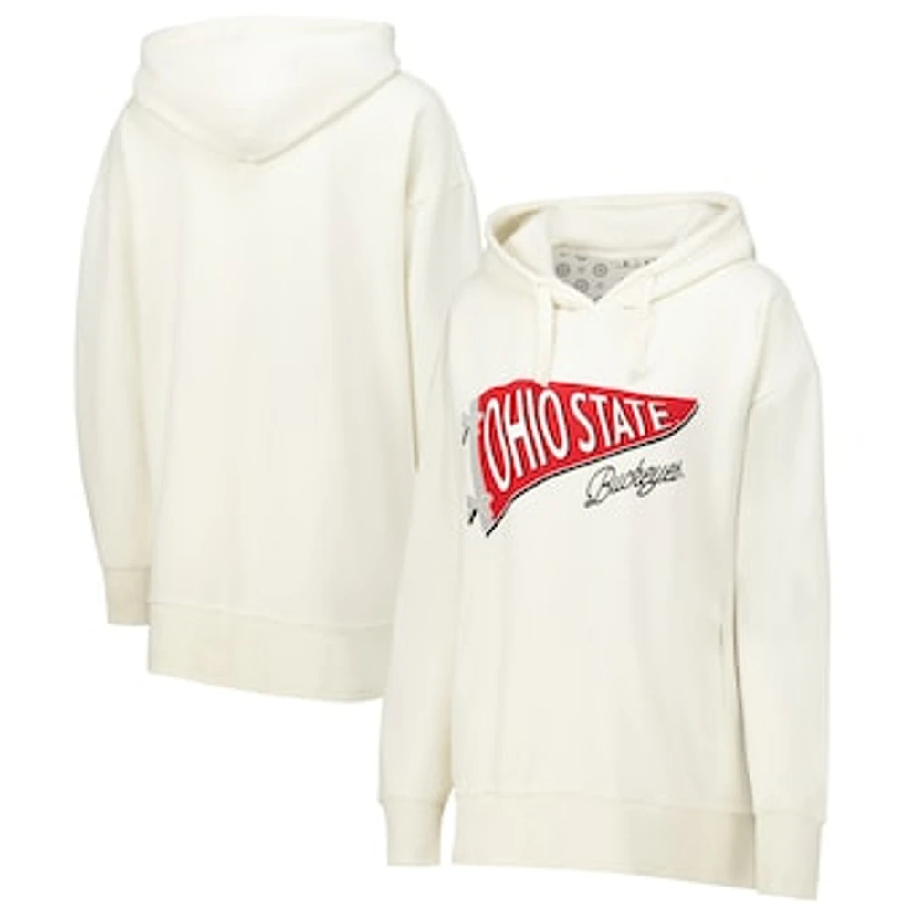 Women's Pressbox Cream Ohio State Buckeyes Marni Pullover Hoodie