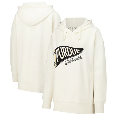 Women's Pressbox Cream Purdue Boilermakers Marni Pullover Hoodie