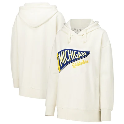 Women's Pressbox Cream Michigan Wolverines Marni Pullover Hoodie