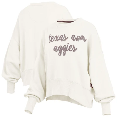 Women's Pressbox Cream Texas A&M Aggies Chelsea Oversized Pullover Sweatshirt