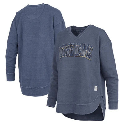 Women's Pressbox Navy Notre Dame Fighting Irish Westin Poncho V-Neck Pullover Sweatshirt