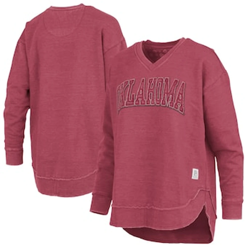 Women's Pressbox Crimson Oklahoma Sooners Westin Poncho V-Neck Pullover Sweatshirt