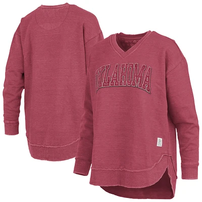 Women's Pressbox Crimson Oklahoma Sooners Westin Poncho V-Neck Pullover Sweatshirt