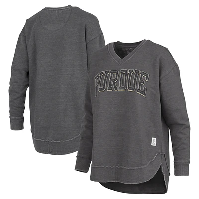 Women's Pressbox Black Purdue Boilermakers Westin Poncho V-Neck Pullover Sweatshirt