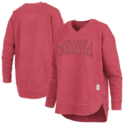 Women's Pressbox Red Georgia Bulldogs Westin Poncho V-Neck Pullover Sweatshirt