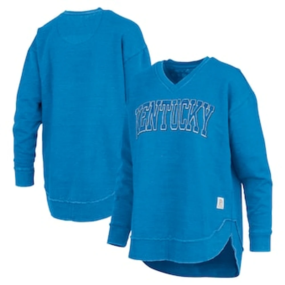 Women's Pressbox Royal Kentucky Wildcats Westin Poncho V-Neck Pullover Sweatshirt