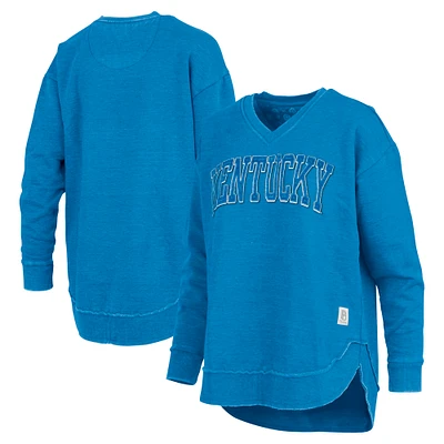 Women's Pressbox Royal Kentucky Wildcats Westin Poncho V-Neck Pullover Sweatshirt