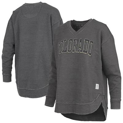 Women's Pressbox Black Colorado Buffaloes Westin Poncho V-Neck Pullover Sweatshirt