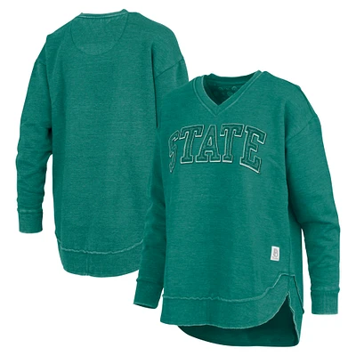 Women's Pressbox Green Michigan State Spartans Westin Poncho V-Neck Pullover Sweatshirt