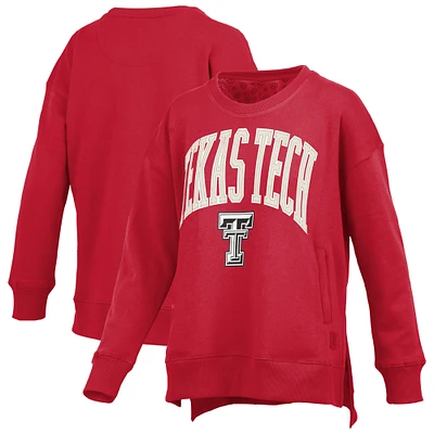 Women's Pressbox Red Texas Tech Red Raiders Pocketed Arch Pullover Sweatshirt