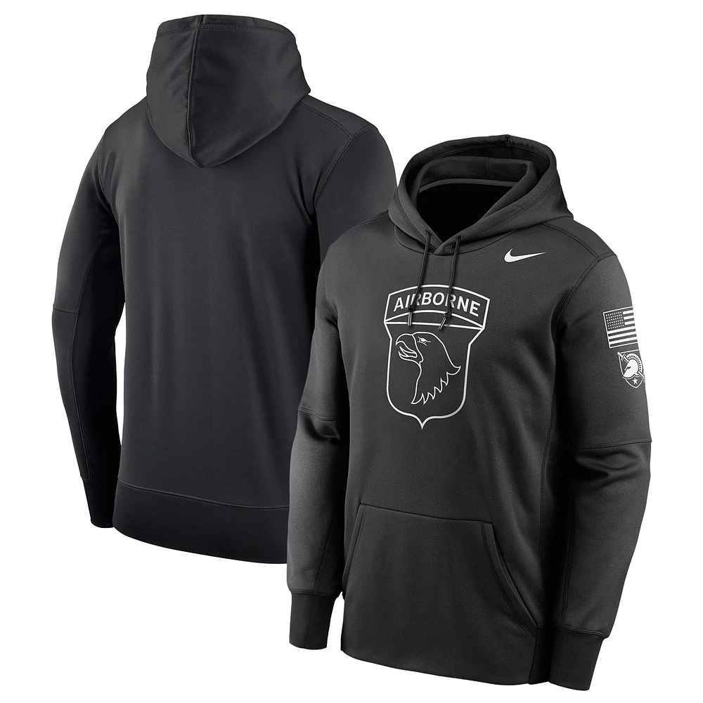Men's Nike Black Army Black Knights 2024 Rivalry Collection Airborne Eagle Therma Fleece Pullover Hoodie