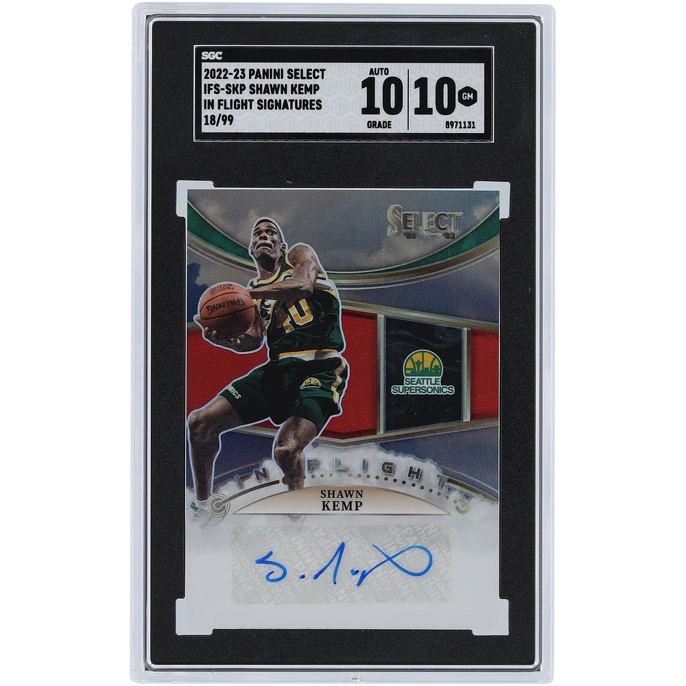 Shawn Kemp Seattle SuperSonics Autographed 2022-23 Panini Select In Flight #IFS-SKP #/199 SGC Authenticated 10/10 Card