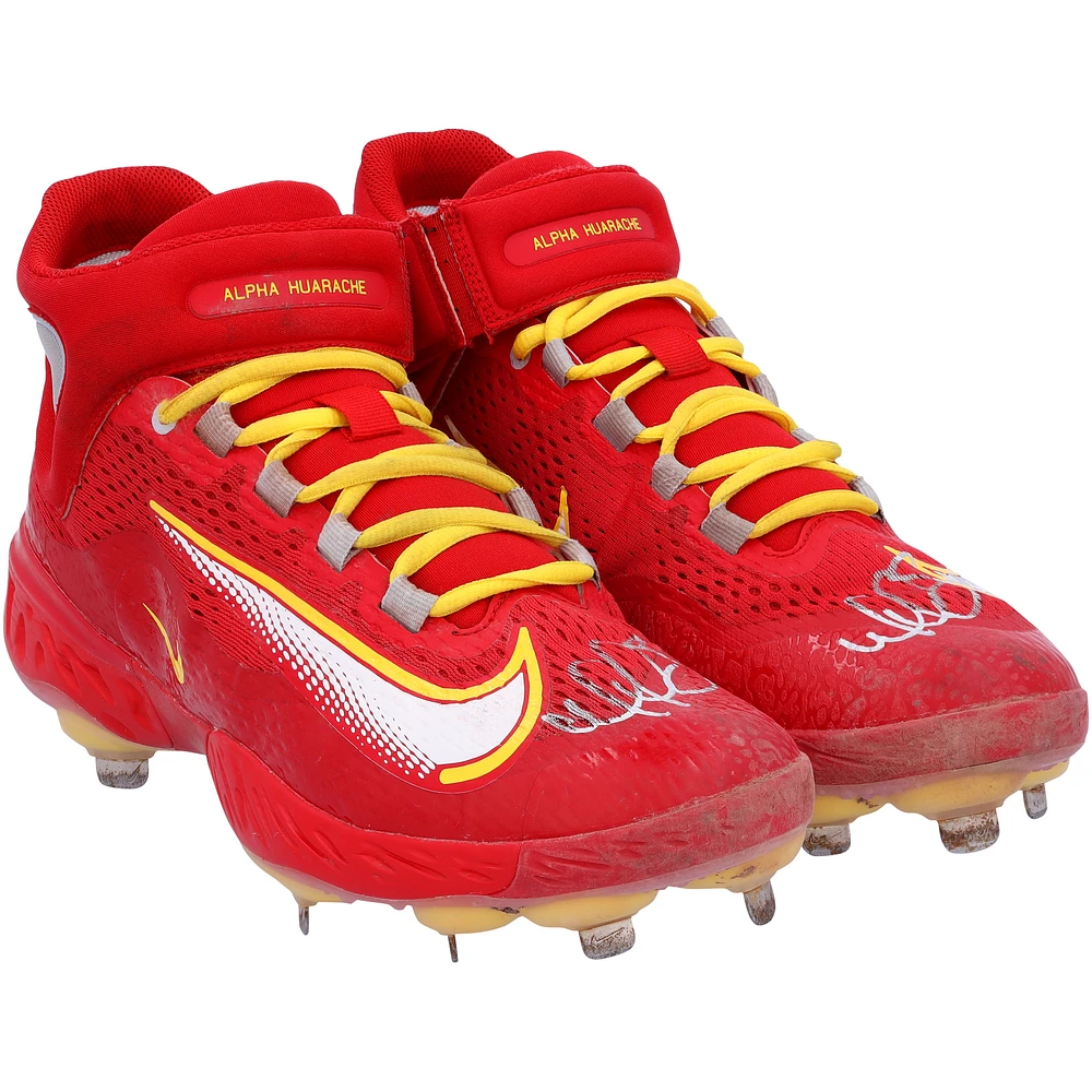 Willson Contreras St. Louis Cardinals Autographed Game-Used Red and Yellow Nike Cleats from the 2023 MLB Season - RG13314757-58