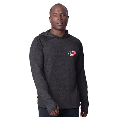 Men's MSX by Michael Strahan Black Carolina Hurricanes Fast Track Raglan Long Sleeve Hoodie T-Shirt