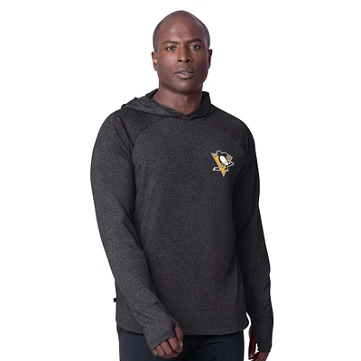 Men's MSX by Michael Strahan Black Pittsburgh Penguins Fast Track Raglan Long Sleeve Hoodie T-Shirt