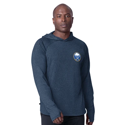 Men's MSX by Michael Strahan Navy Buffalo Sabres Fast Track Raglan Long Sleeve Hoodie T-Shirt