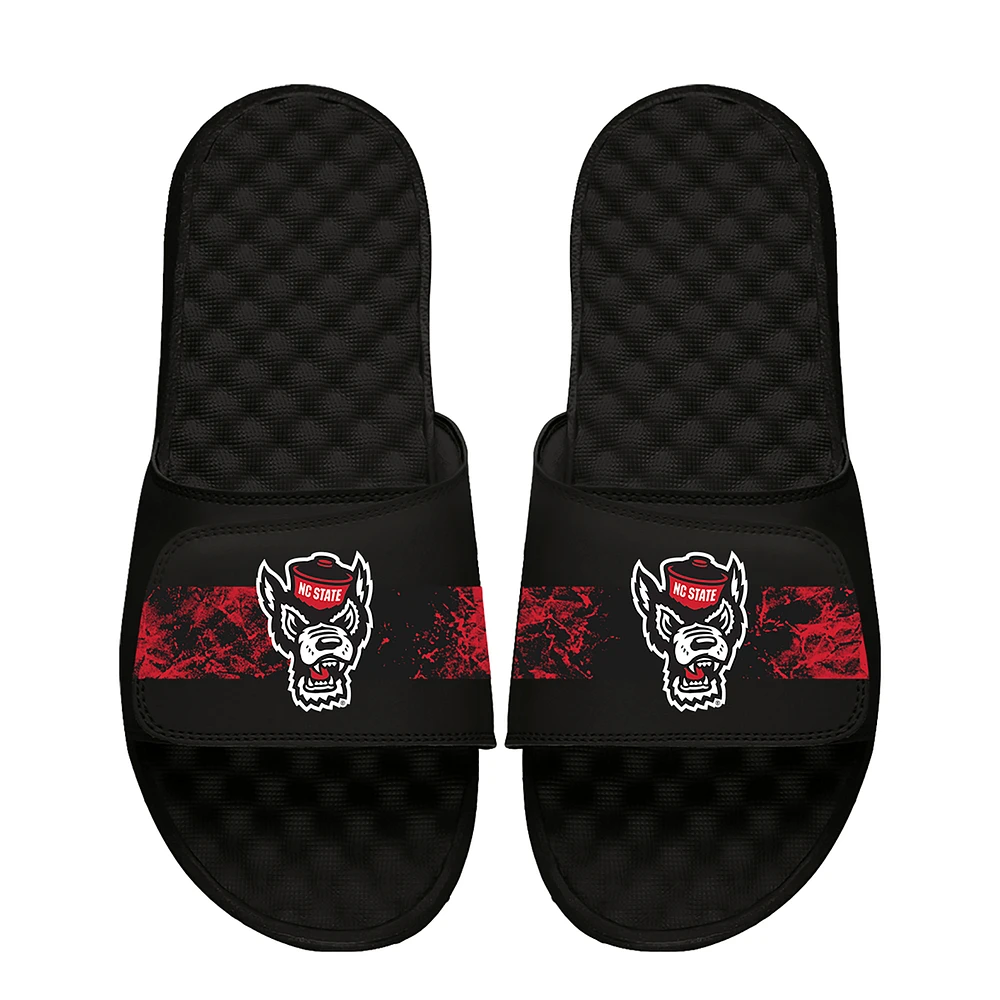 Men's ISlide Black NC State Wolfpack Distressed Slide Sandals