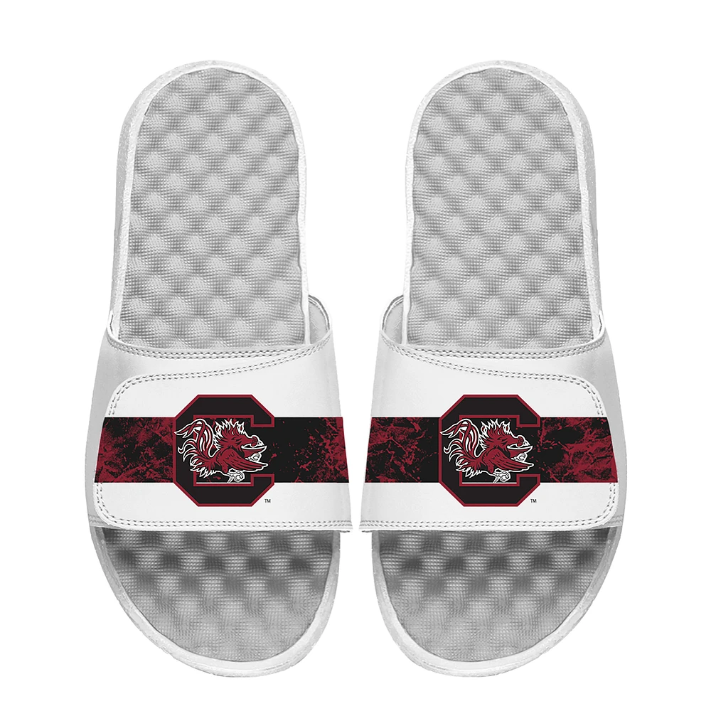 Men's ISlide White South Carolina Gamecocks Distressed Slide Sandals