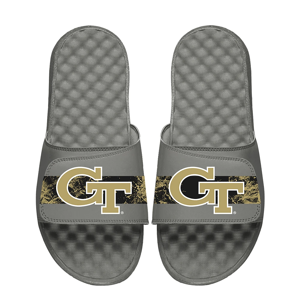 Men's ISlide Gray Georgia Tech Yellow Jackets Distressed Slide Sandals