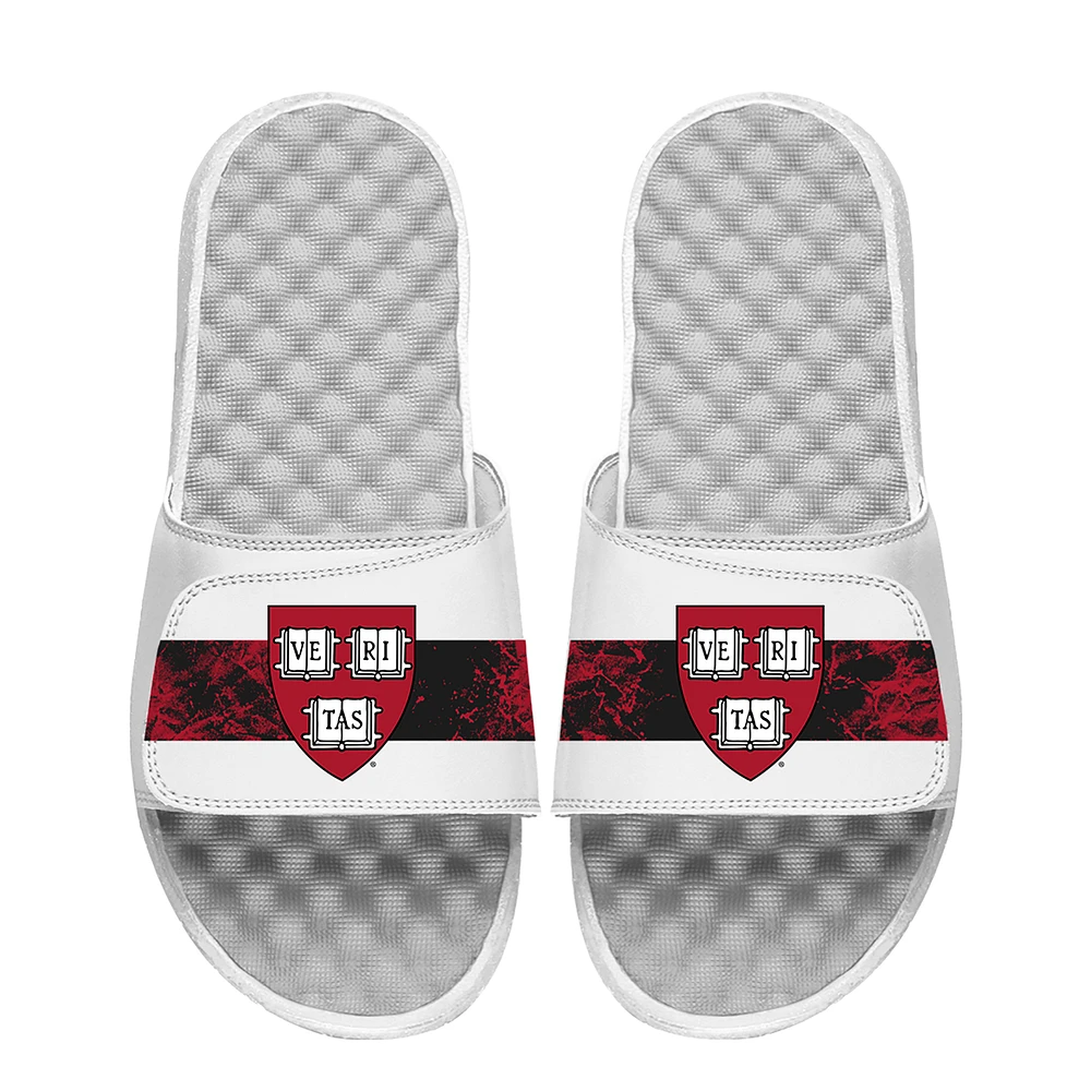 Men's ISlide White Harvard Crimson Distressed Slide Sandals