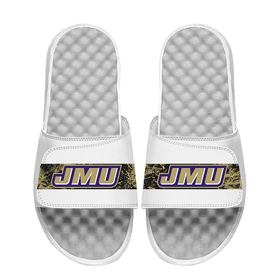 Men's ISlide White James Madison Dukes Distressed Slide Sandals