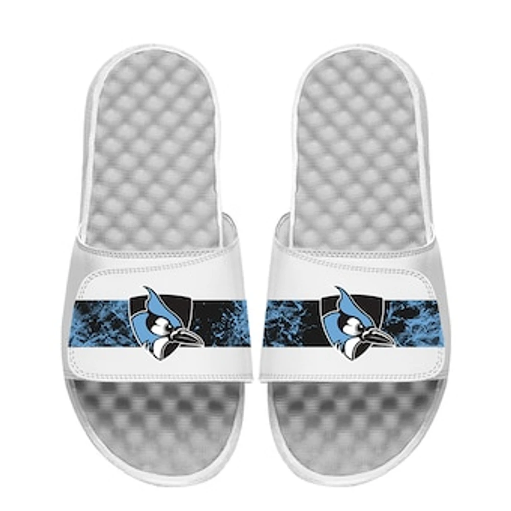 Men's ISlide White Johns Hopkins Blue Jays Distressed Slide Sandals