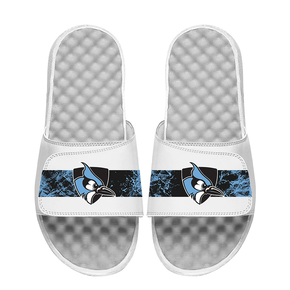 Men's ISlide White Johns Hopkins Blue Jays Distressed Slide Sandals