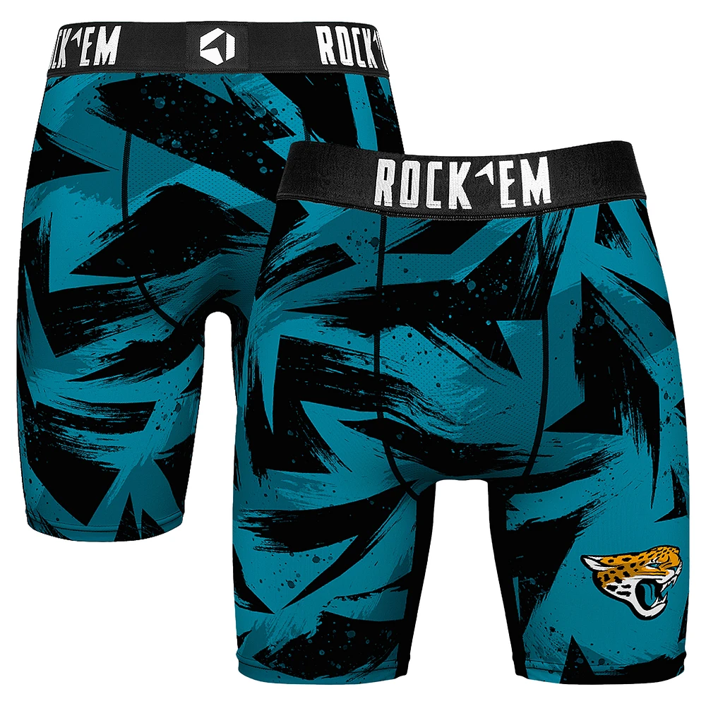 Men's Rock Em Socks Teal Jacksonville Jaguars Game Paint Boxer Briefs