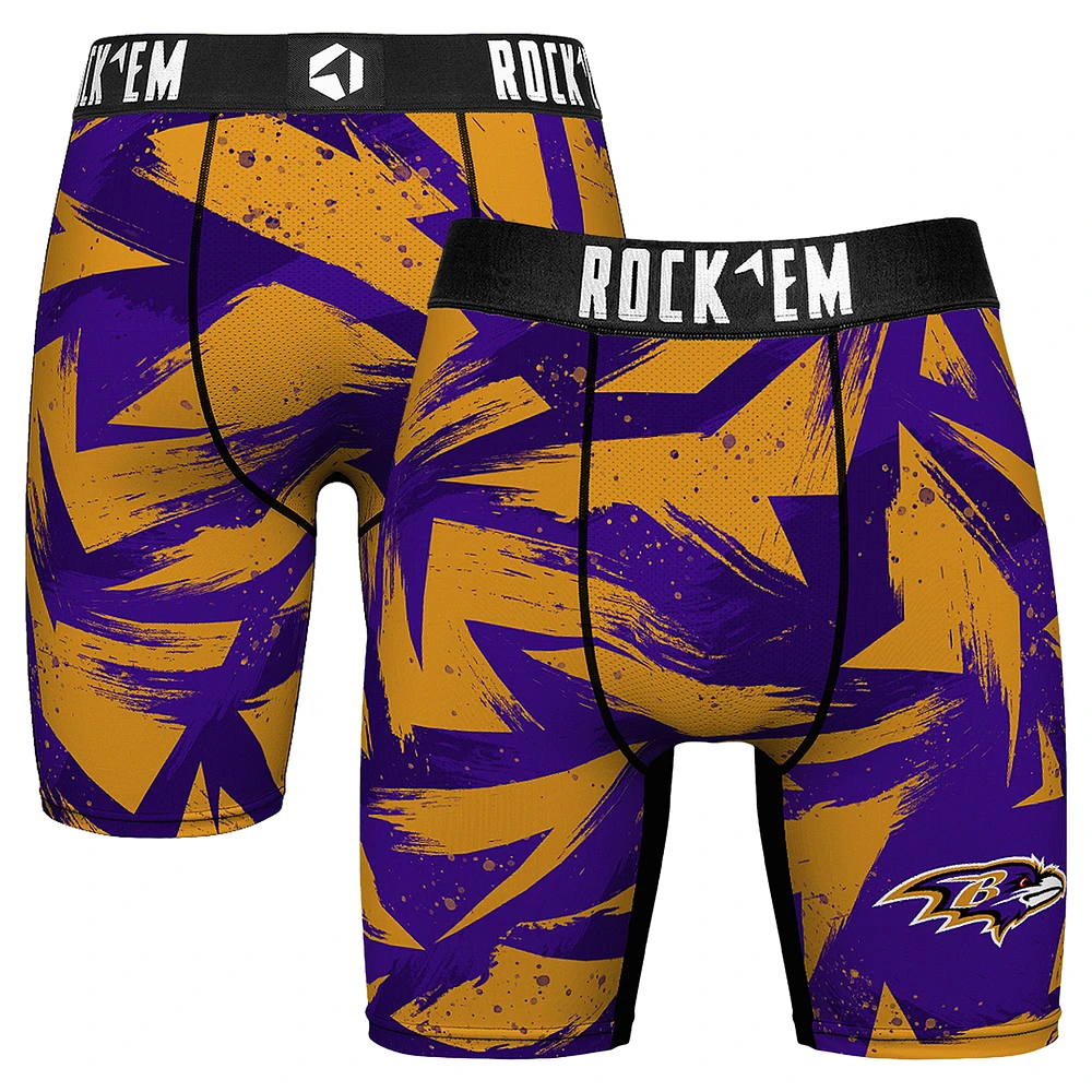Men's Rock Em Socks Purple Baltimore Ravens Game Paint Boxer Briefs