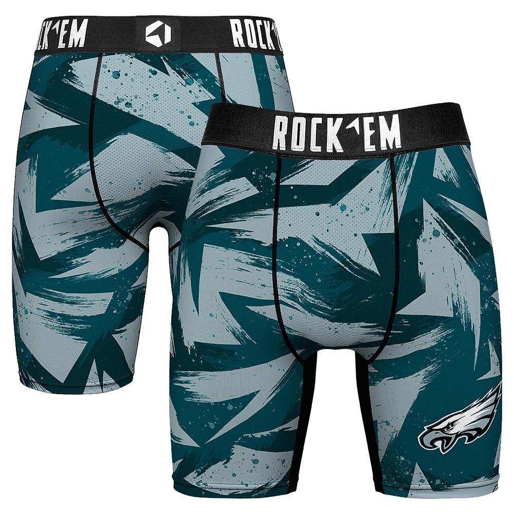 Men's Rock Em Socks Midnight Green Philadelphia Eagles Game Paint Boxer Briefs