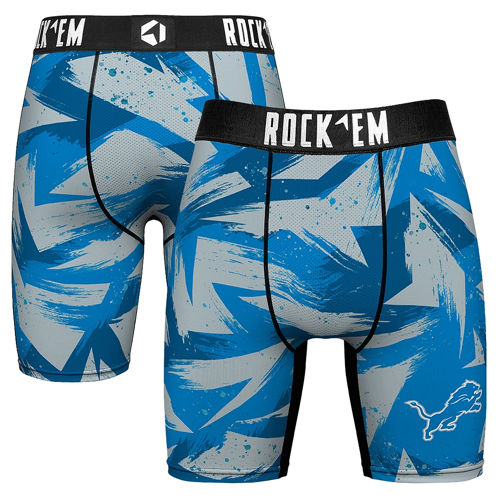 Men's Rock Em Socks Blue Detroit Lions Game Paint Boxer Briefs