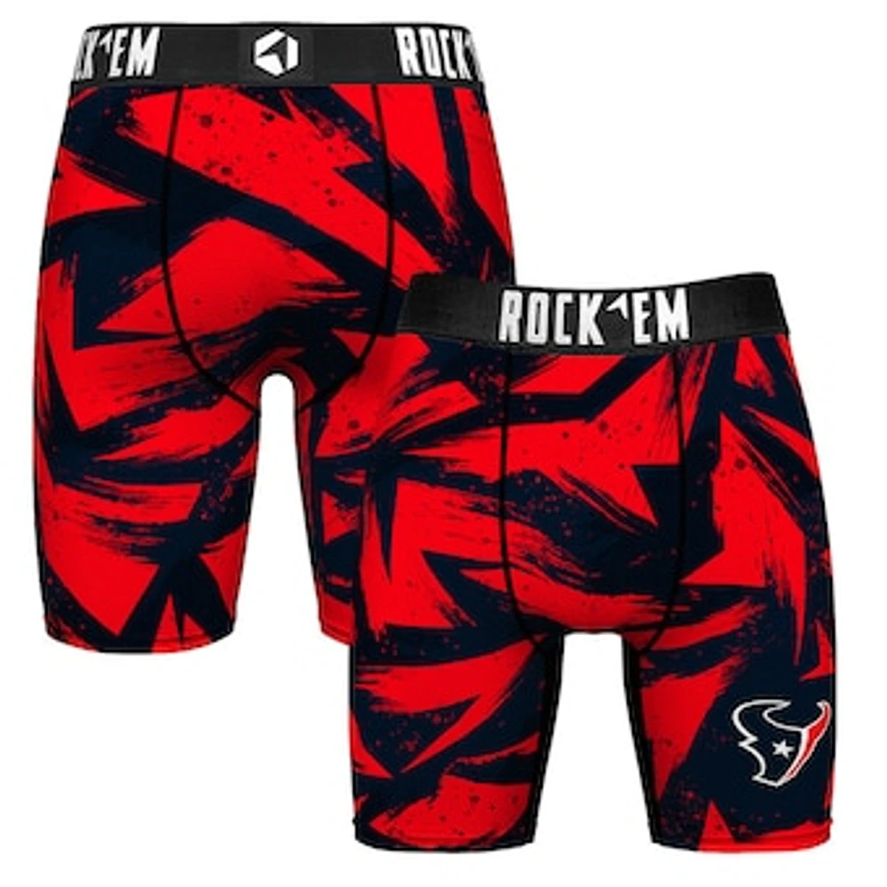 Men's Rock Em Socks Navy Houston Texans Game Paint Boxer Briefs