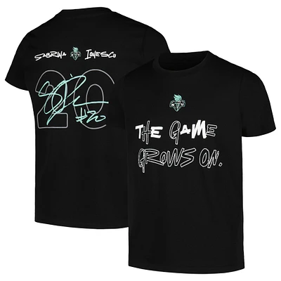 Youth round21 Sabrina Ionescu Black New York Liberty Player Signature Name & Number T-Shirt