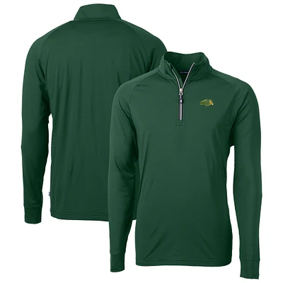 Men's Cutter & Buck Green NDSU Bison Adapt Eco Knit Stretch Recycled Raglan Quarter-Zip Top