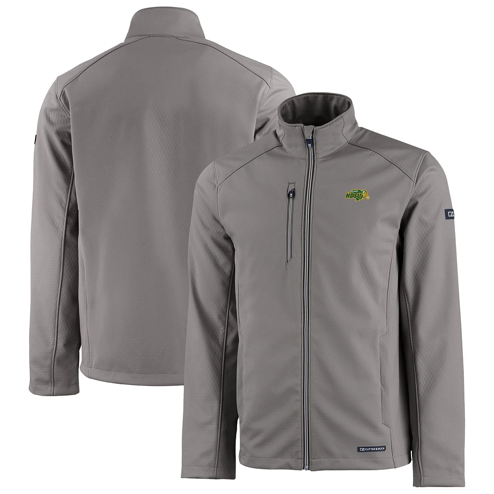 Men's Cutter & Buck Pewter NDSU Bison Evoke Eco Softshell Recycled Full-Zip Jacket