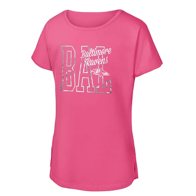 Girls Youth Pink Baltimore Ravens Signal Caller Dolman T-Shirt